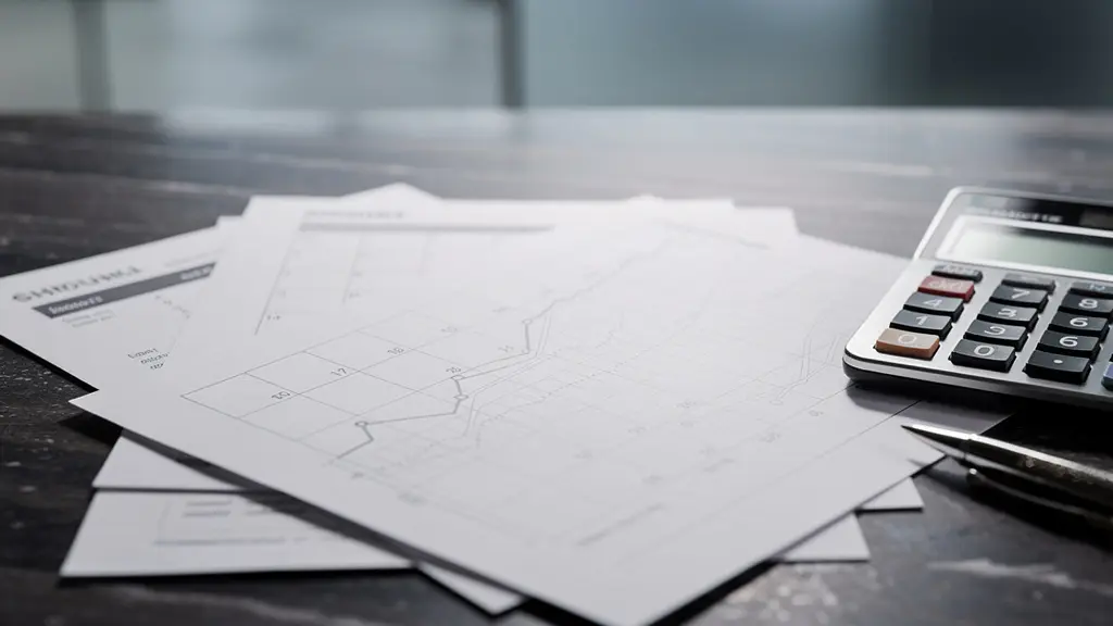 Bureau moderne avec calendrier et calculatrice sur une table en bois