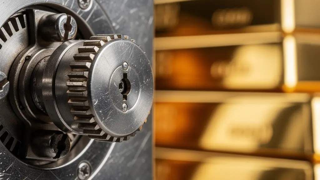 Coffre-fort haute sécurité avec lingots d'or et système biométrique