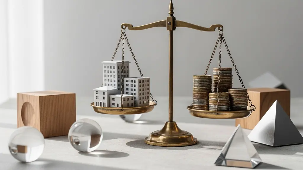 Équilibre entre différents supports d'épargne représentés par des objets symboliques disposés en composition harmonieuse