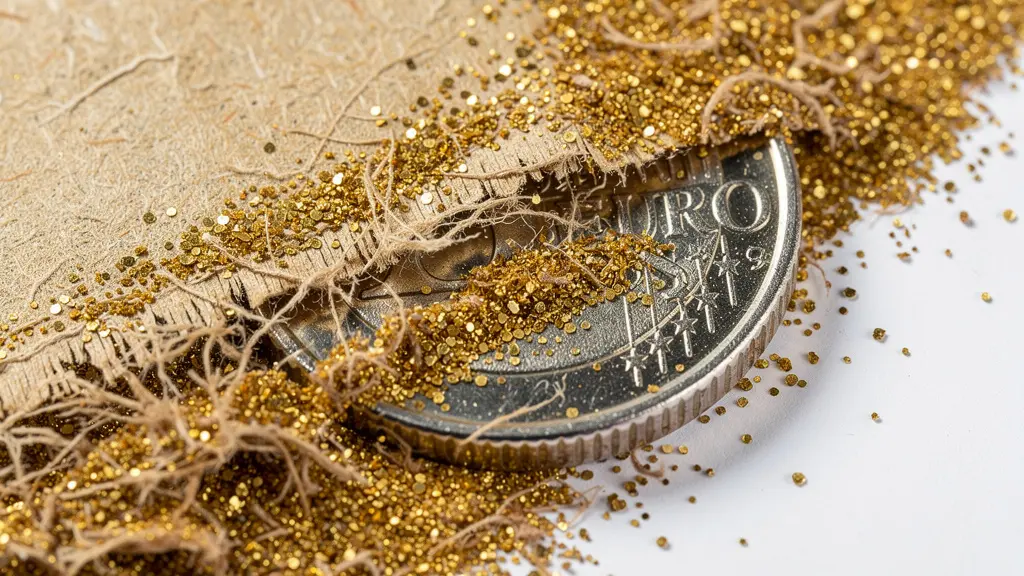 Billets en euros s'effritant progressivement comme du sable pour symboliser l'érosion du pouvoir d'achat