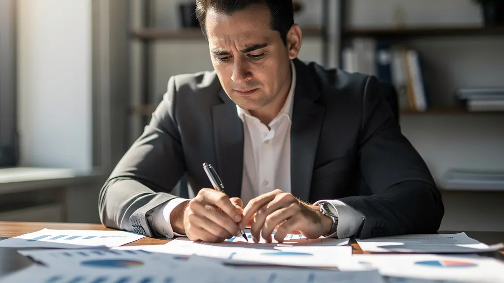 Portrait d'un professionnel analysant des rapports d'investissement immobilier