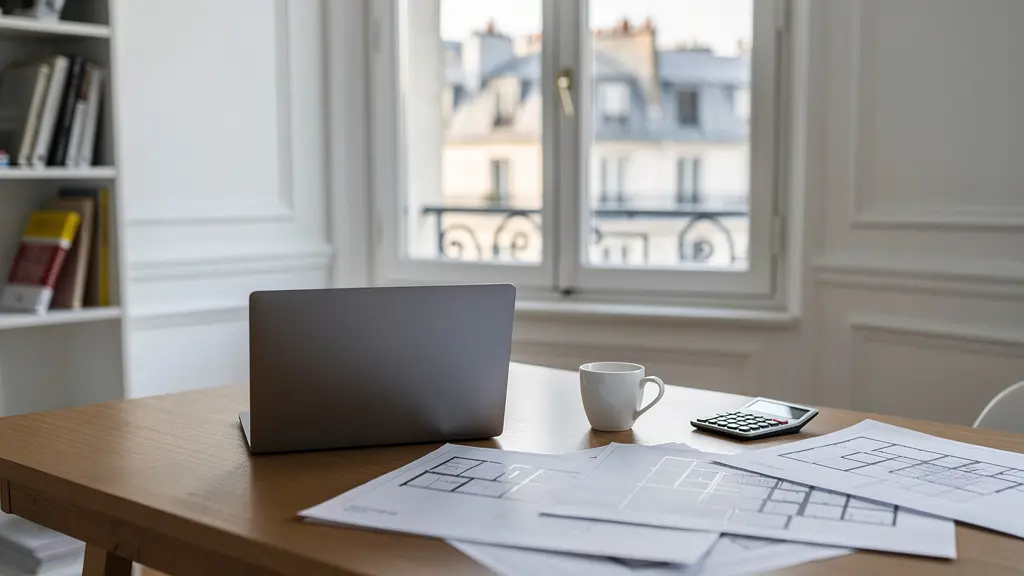 Vue d'un ordinateur portable montrant une interface d'achat de SCPI dans un environnement de bureau français