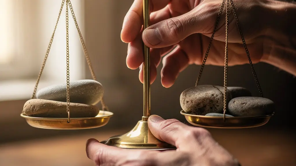 Métaphore visuelle du rééquilibrage d'un portefeuille d'investissement avec une balance