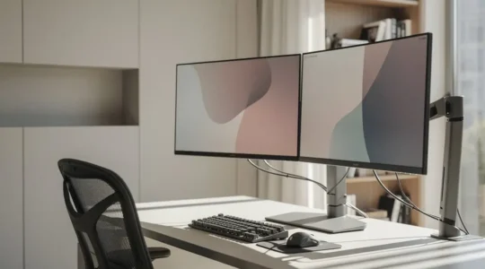 Espace de trading professionnel à domicile avec configuration multi-écrans